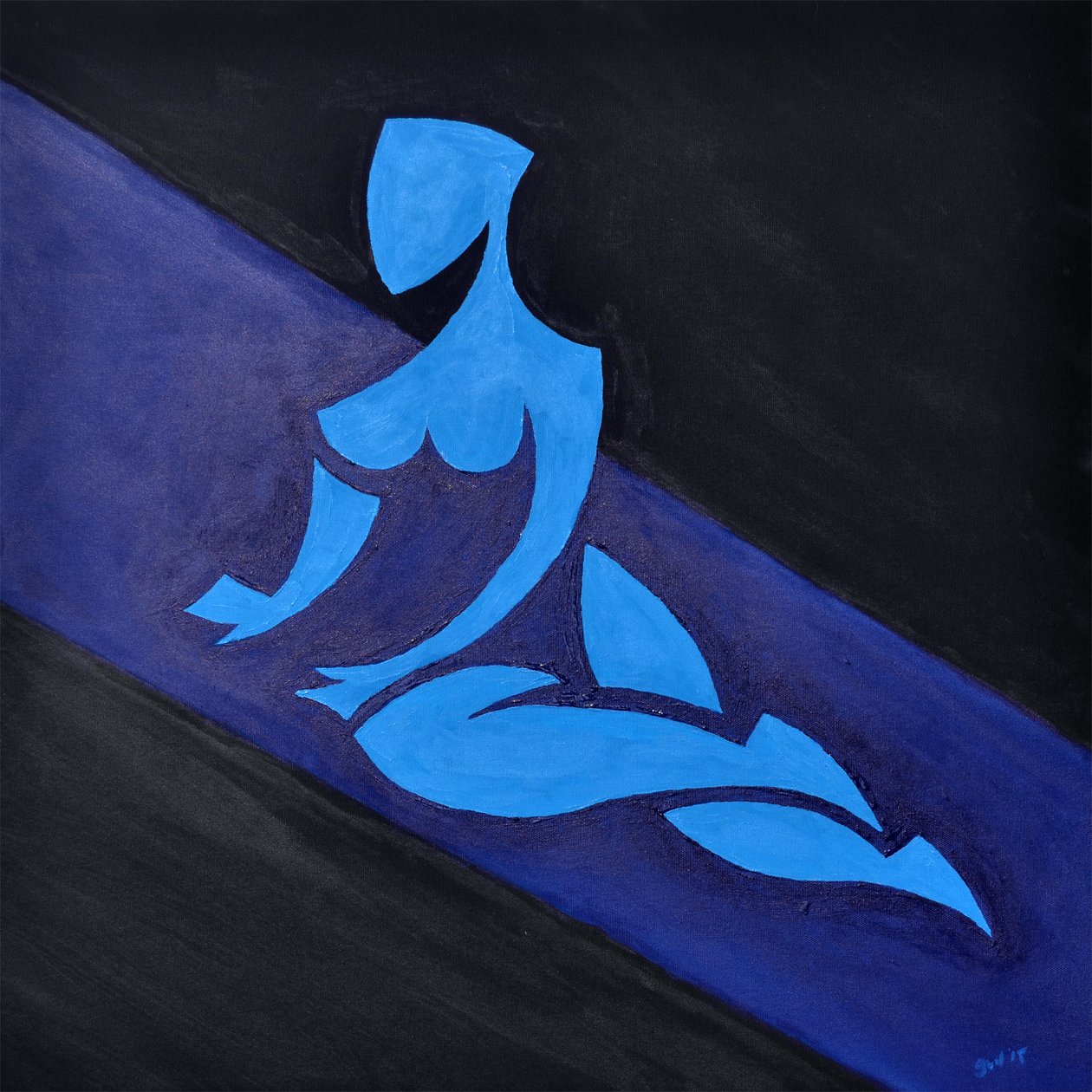 Studie til Figur på skrå plads, 2015 (olie på lærred) af Guilherme Pontes