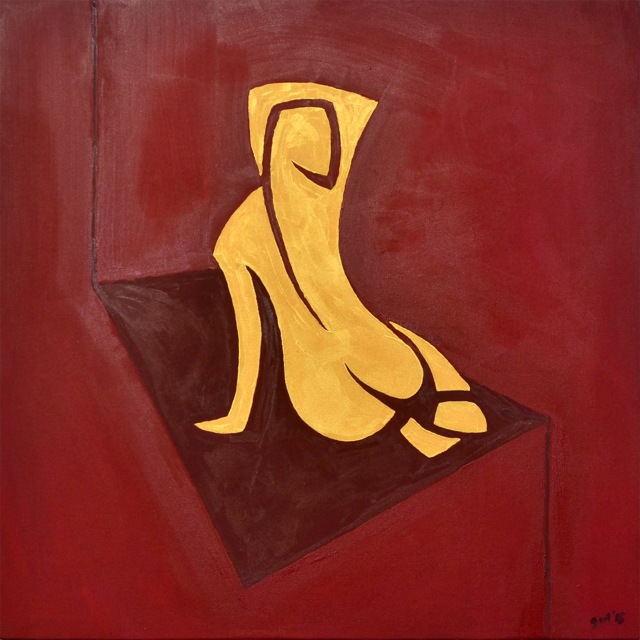 Studie til Figur på et fly i perspektiv, 2015 (olie på lærred) af Guilherme Pontes