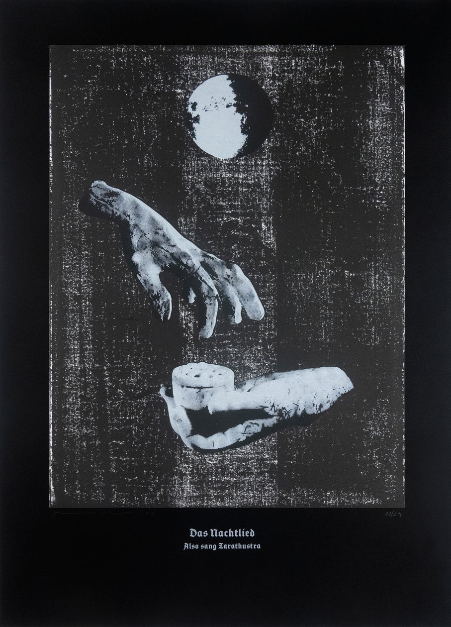 The Night Song, Thus Spoke Zarathustra, 2024 (træsnit og silketryk) af Guilherme Pontes