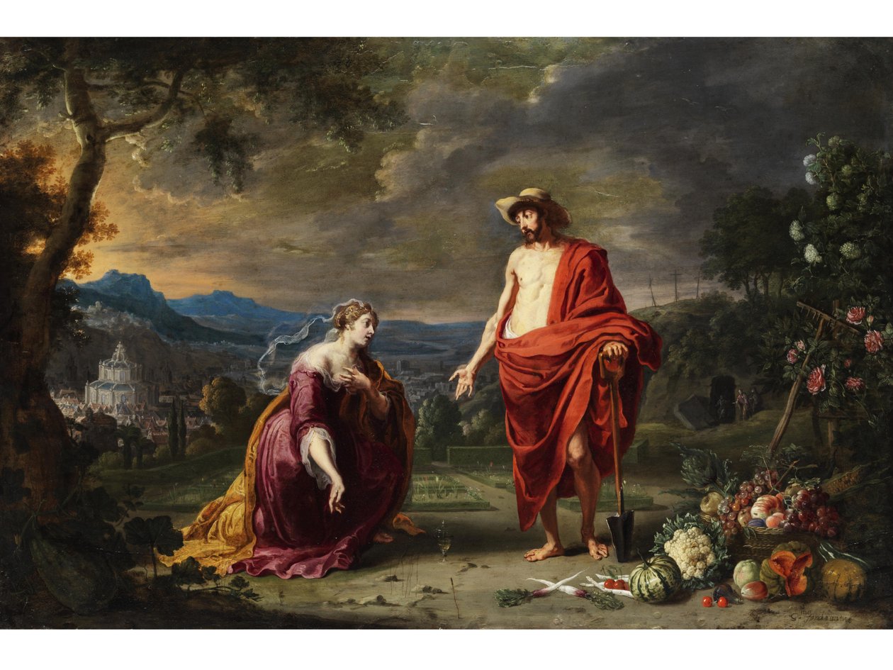 Jesus som gartner foran den knælende Maria Magdalene. af Guillam Forchondt