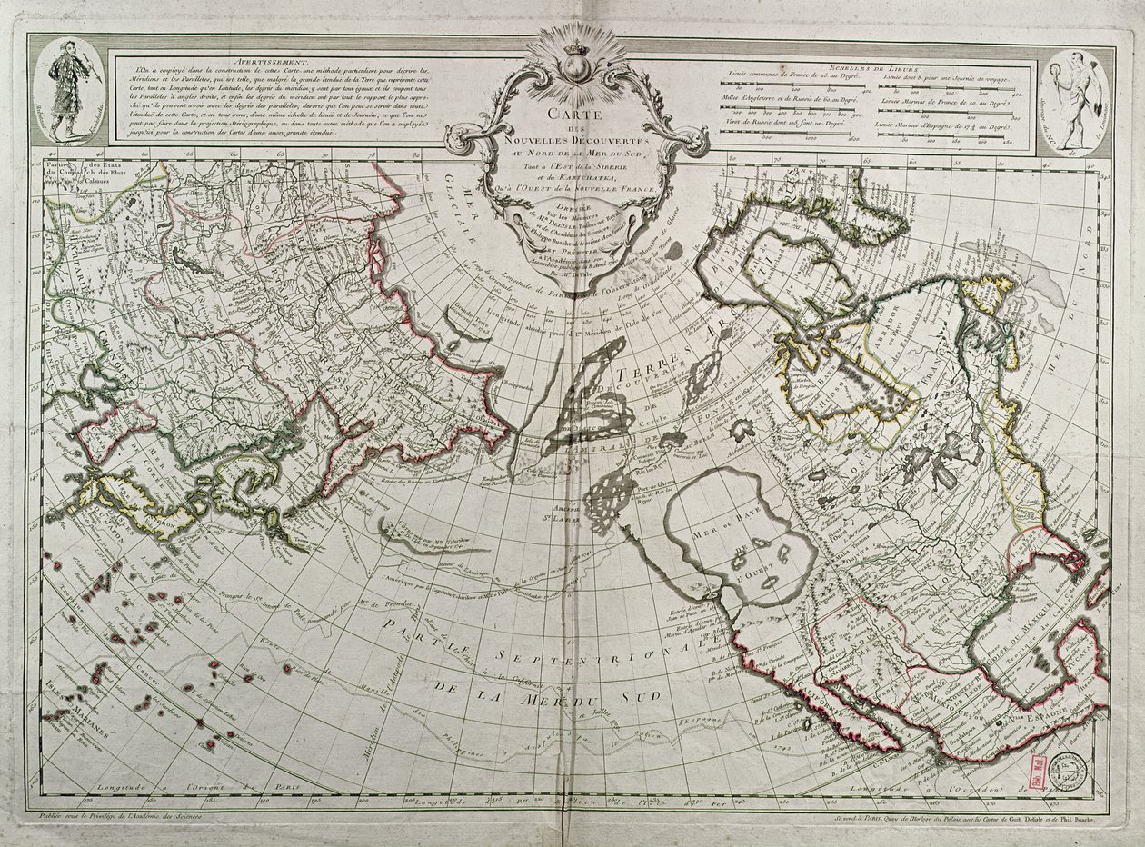 Kort over de nye opdagelser nord for sydhavet, 1750 af Guillaume Delisle
