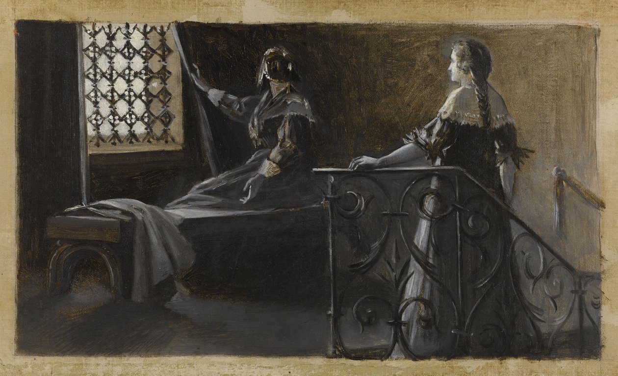 Ethel og den tilslørede kvinde, ca. 1889 (olie på lærred) af Guillaume Albert Demarest