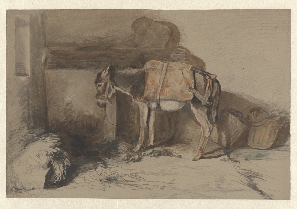 Æsel i stald af Guillaume Anne van der Brugghen