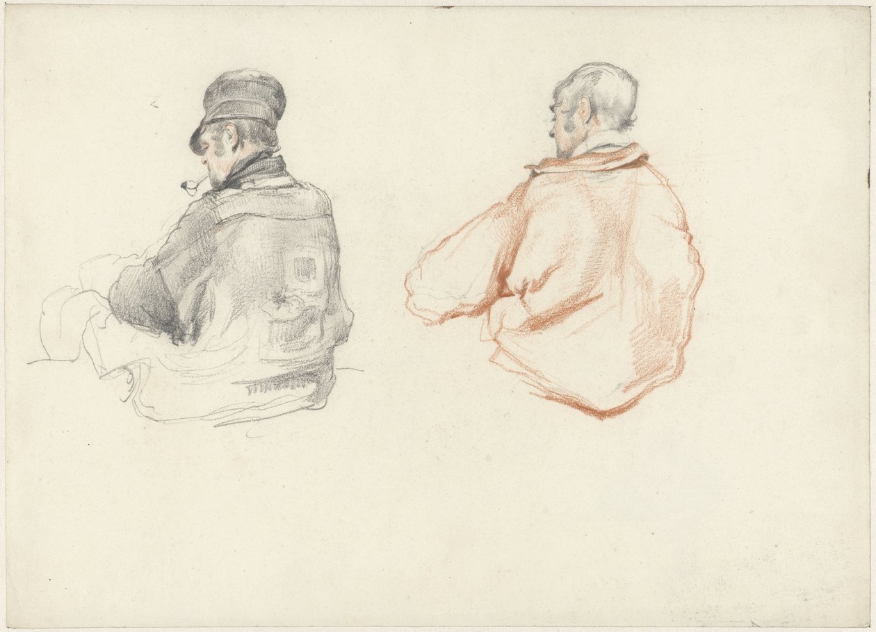 To studier af en siddende mand, set bagfra af Guillaume Anne van der Brugghen