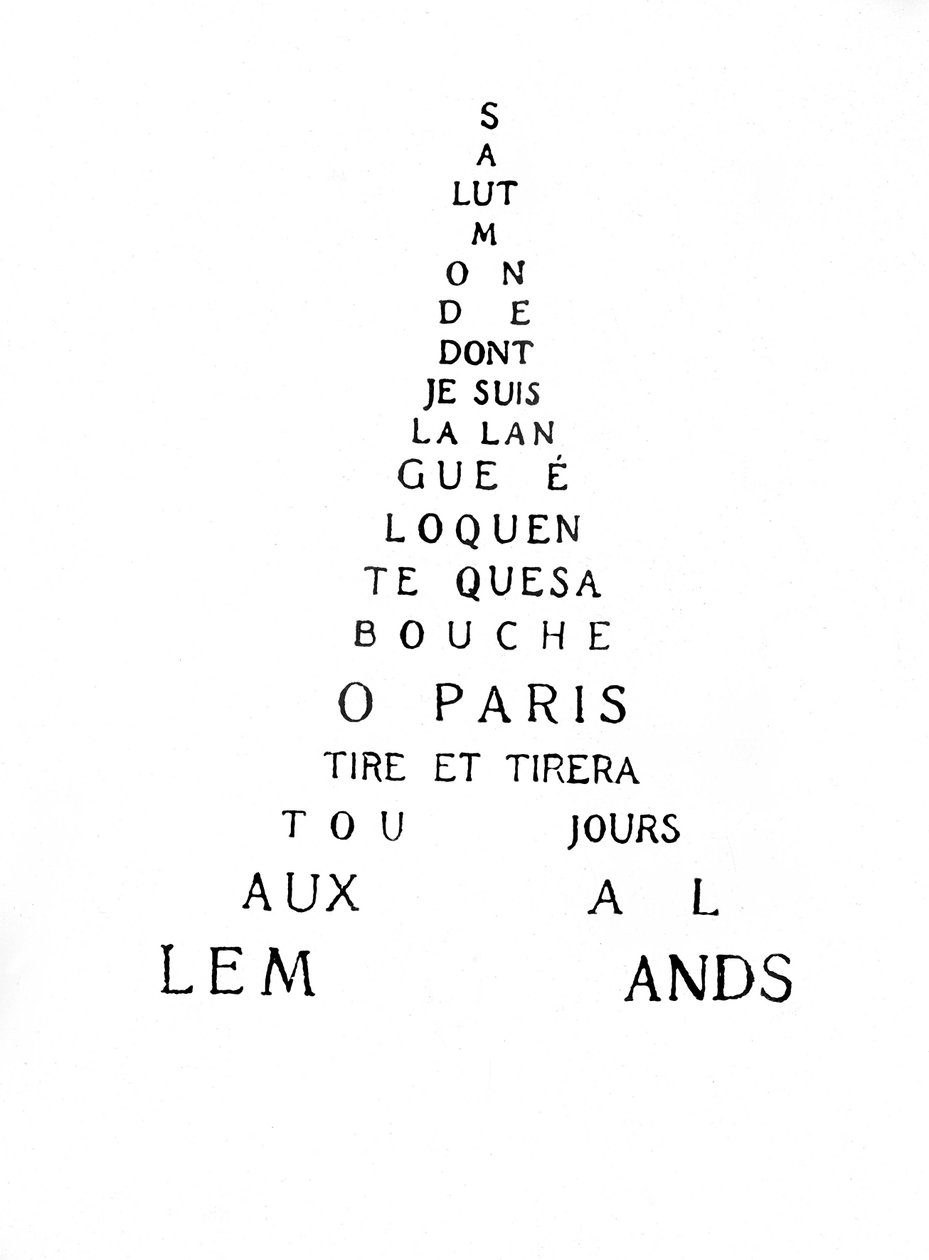 Kalligram af Eiffeltårnet af Guillaume Apollinaire
