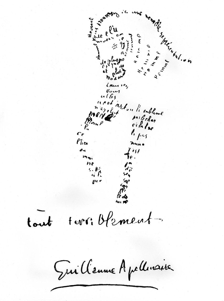 Hestekalligram 1917 (tryk) af Guillaume Apollinaire
