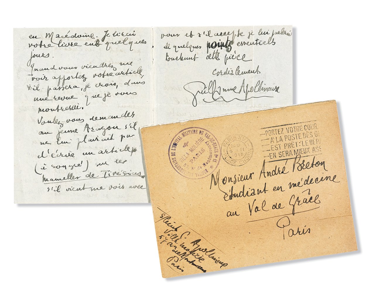 Brev til Andre Breton, 1918 af Guillaume Apollinaire