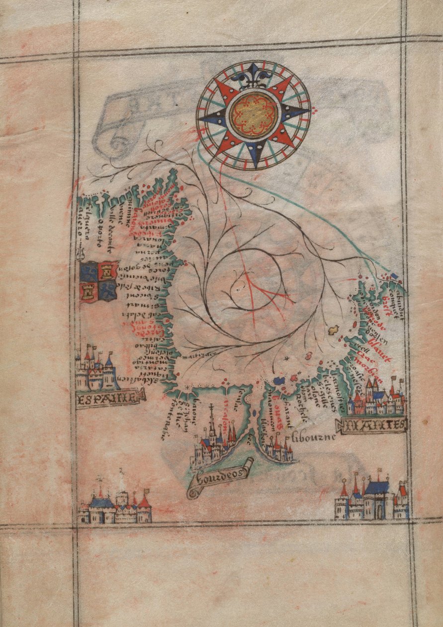 Biscayabugten i atlas af Guillaume Brouscon (1540-1560) af Guillaume Brouscon
