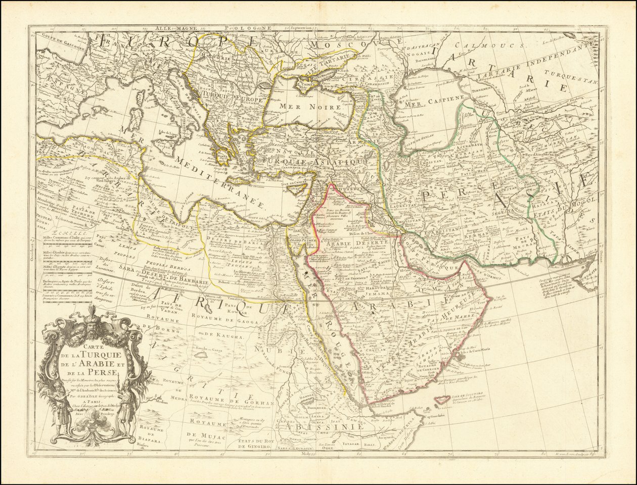 1701 kort - Kort over Tyrkiet, Arabien og Persien af Guillaume Delisle