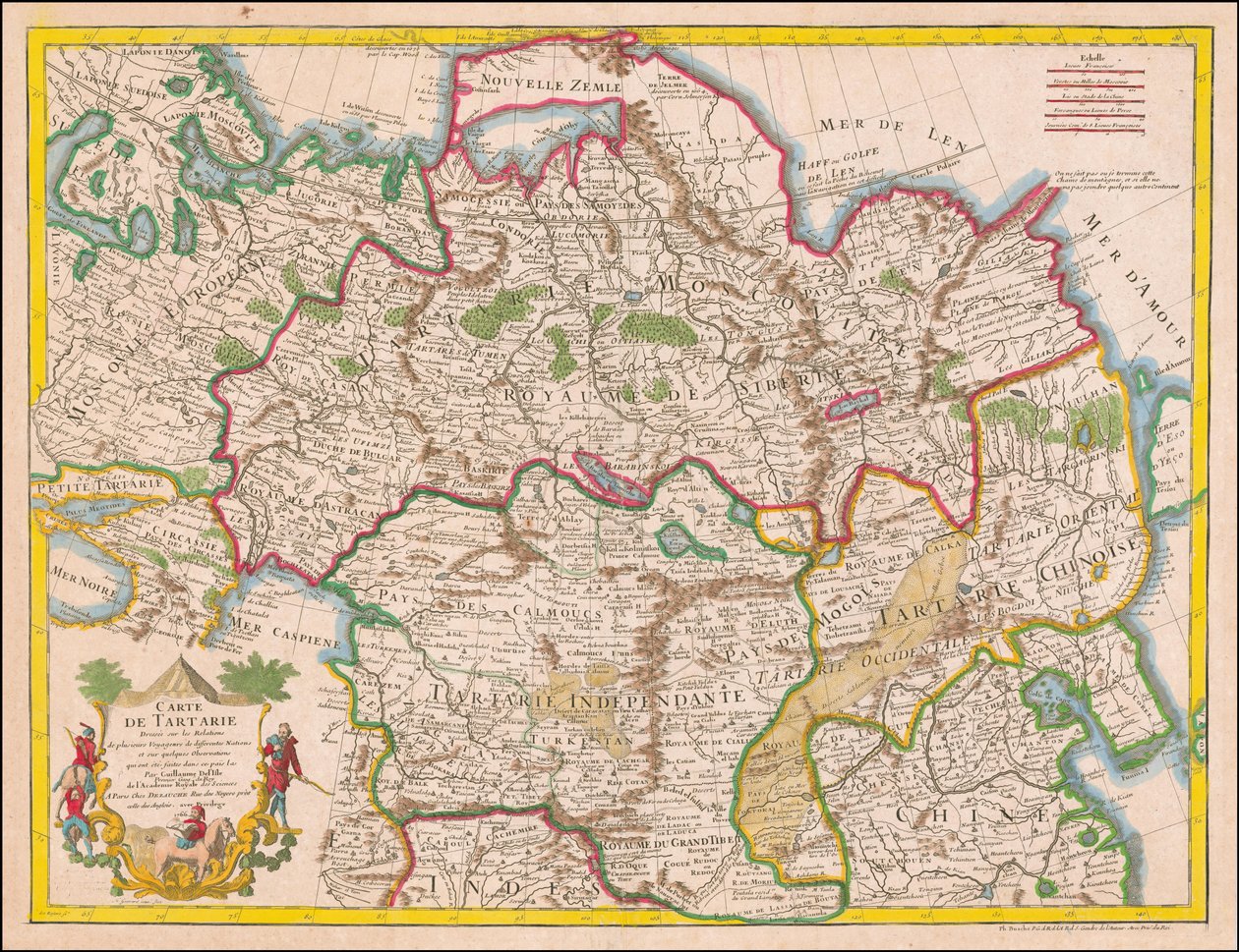 1766-kort - Kort over Tartariet tegnet på baggrund af relationer af Guillaume Delisle