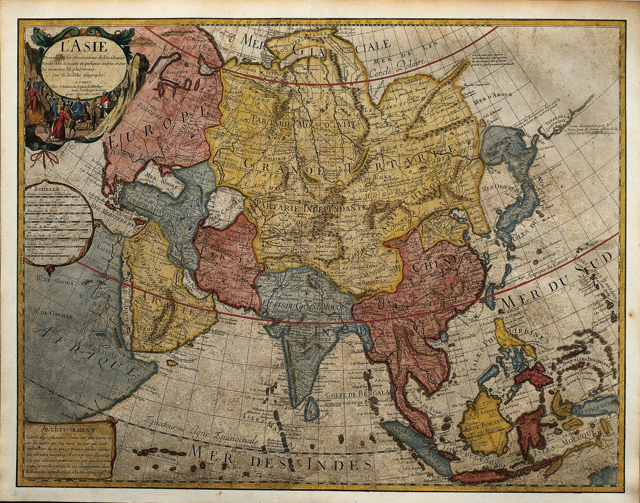 Kort over Asien, af Guillaume de L