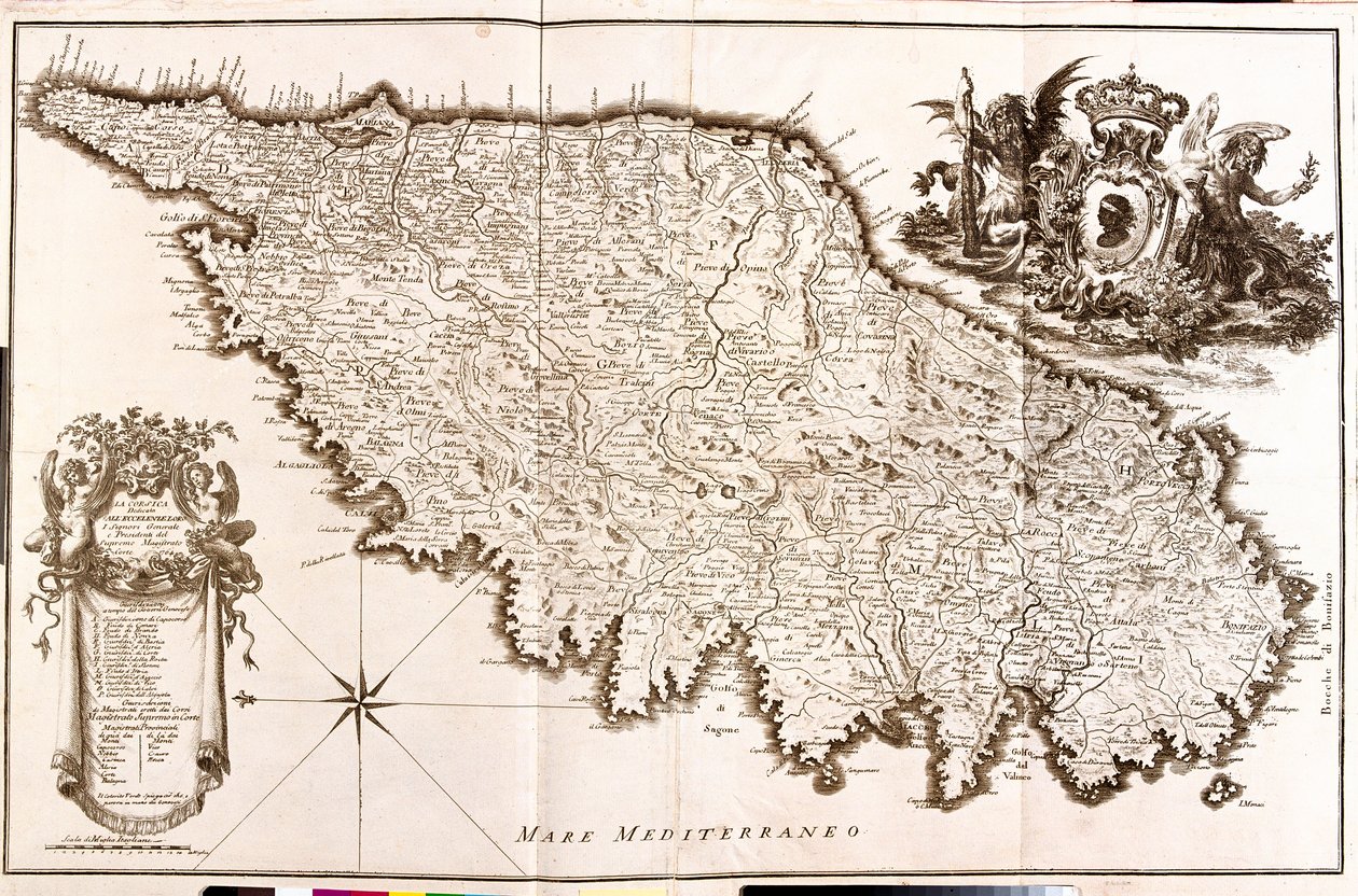 Kort over Korsika (Frankrig) (radering af Guillaume Delisle