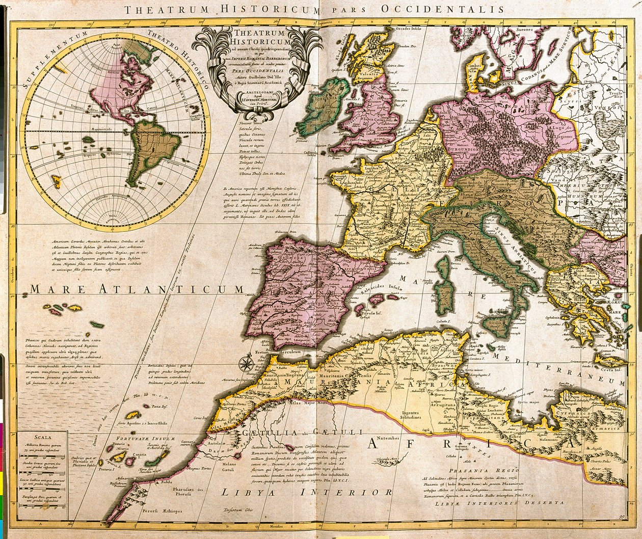 Kort over Europa og de nordafrikanske kyster (radering af Guillaume Delisle