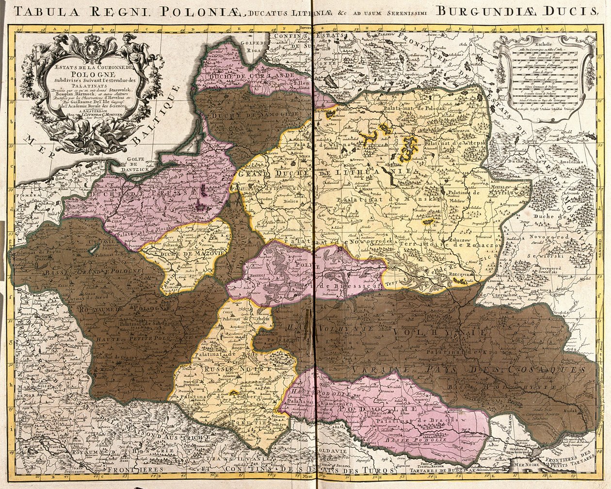 Kort over kongeriget Polen med hertugen af Litauen (radering af Guillaume Delisle