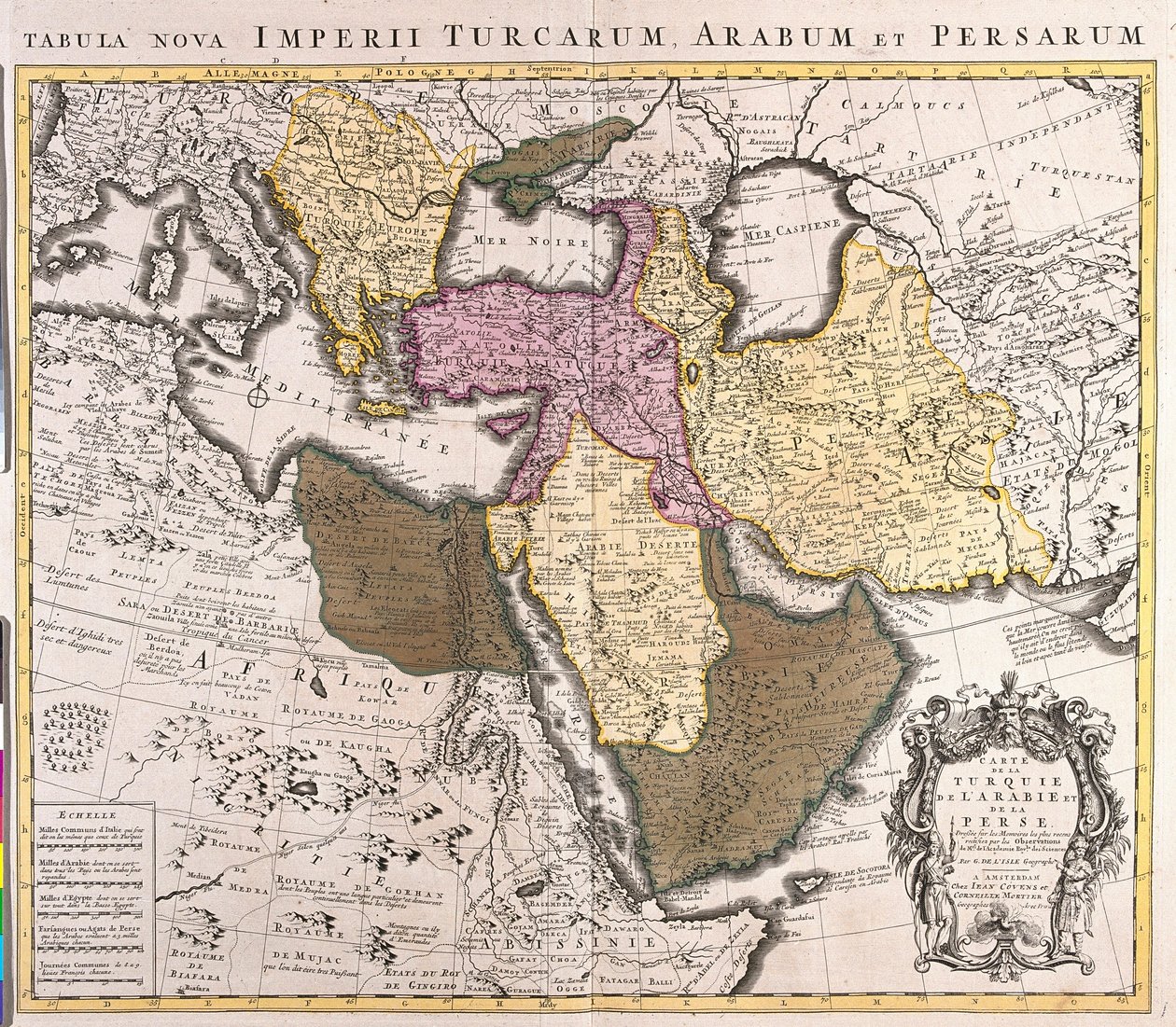 Kort over Mellemøsten: Tyrkiet, Persien og Den Arabiske Halvø (radering af Guillaume Delisle