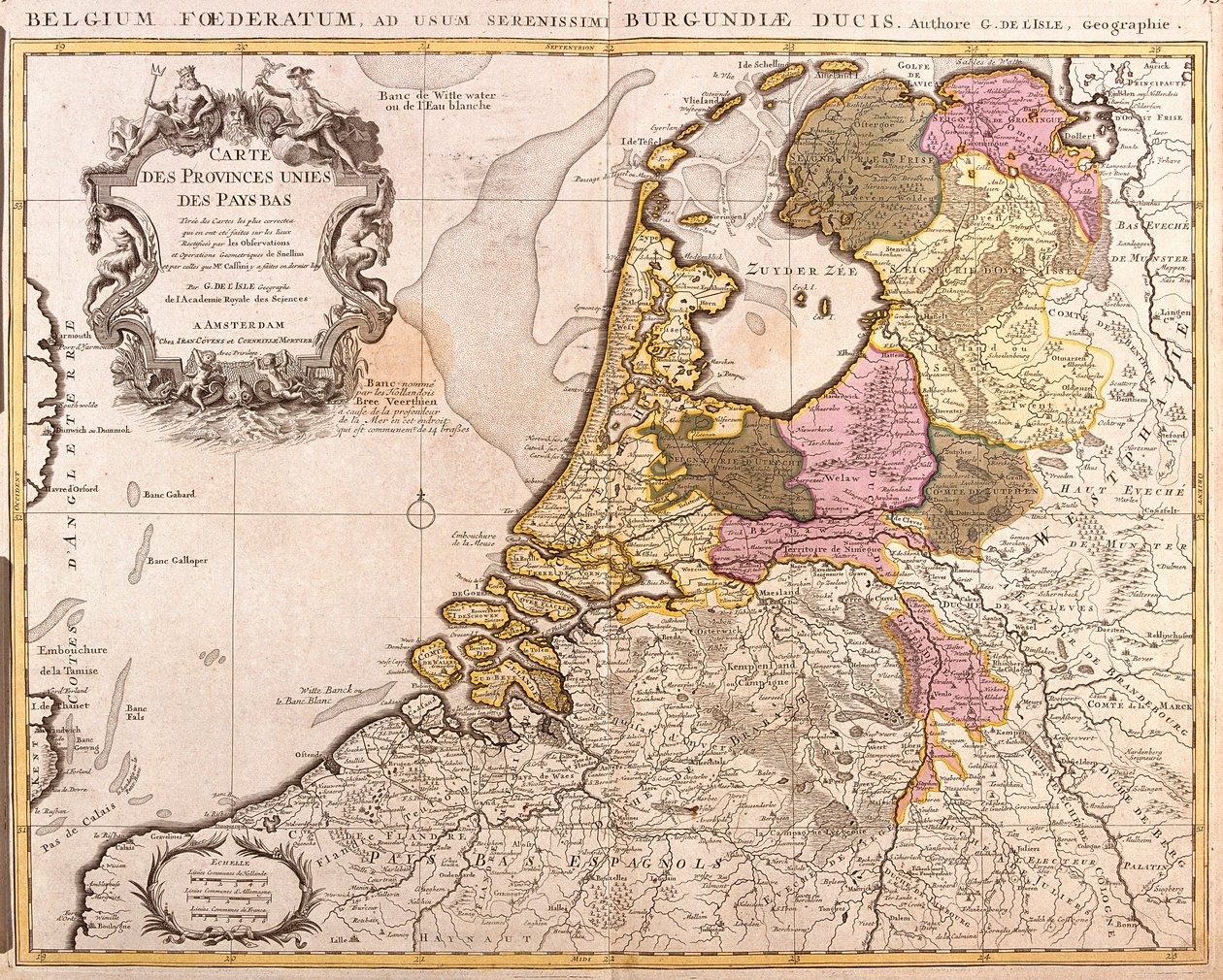 Kort over Nederlandenes Forenede Provinser (radering af Guillaume Delisle