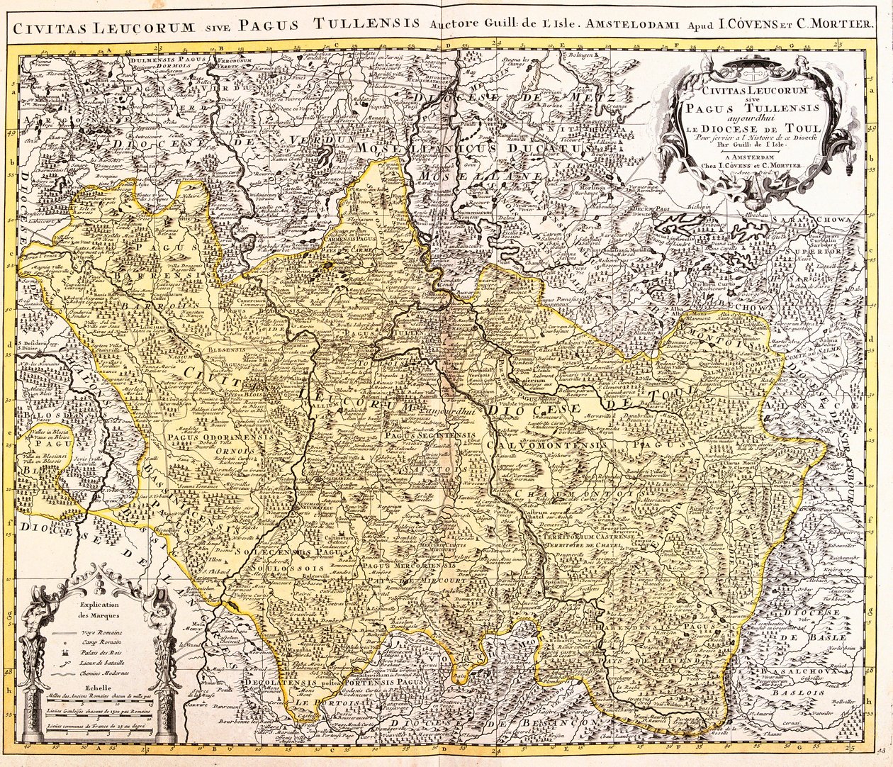 Kort over bispedømmet Toul (Lorraine, Frankrig) (radering af Guillaume Delisle