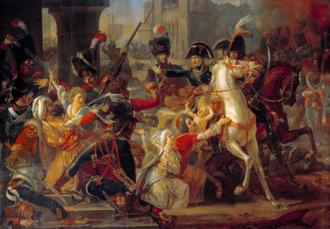 Kampagne (Ekspedition) af Egypten (1798-1801): "" Clemence af General Bonaparte mod en arabisk familie, da den franske hær gik ind i Alexandria den 3. juli af Guillaume Francois Colson