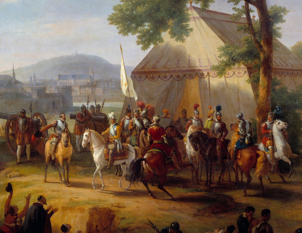 Kong Henrik IV forlader sit telt (detaljer om Henrik IV, der forsyner pariserne) af Guillaume Frederic Ronmy