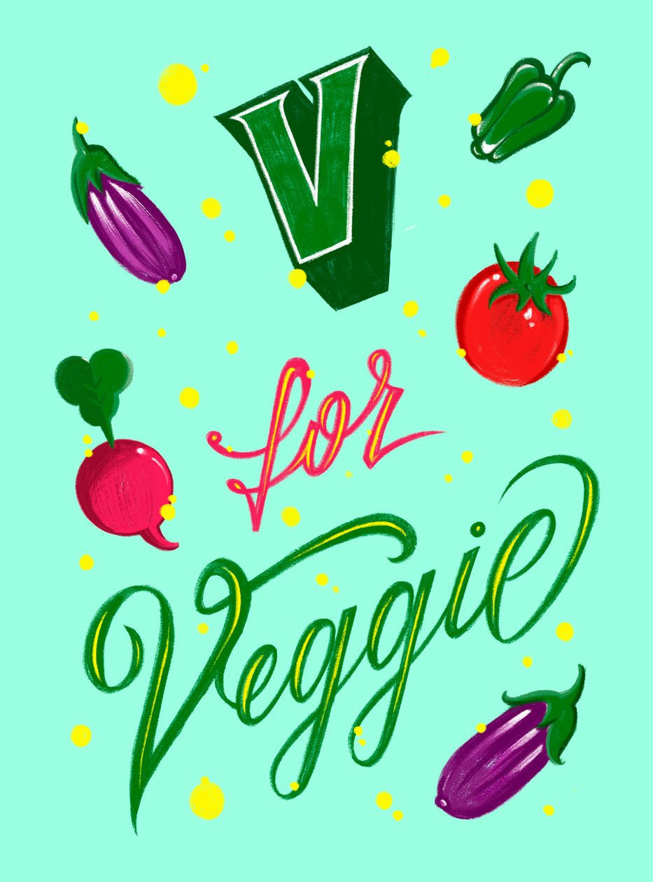V FOR VEGGIE, 2025 (digital kunst) af Guillaume Laserson