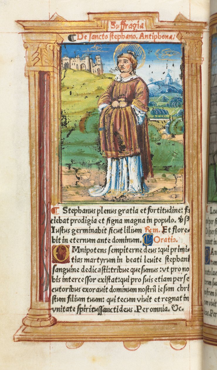 Trykt tidebog (brug af Rom): fol. 100v, St. Stephen af Guillaume Le Rouge