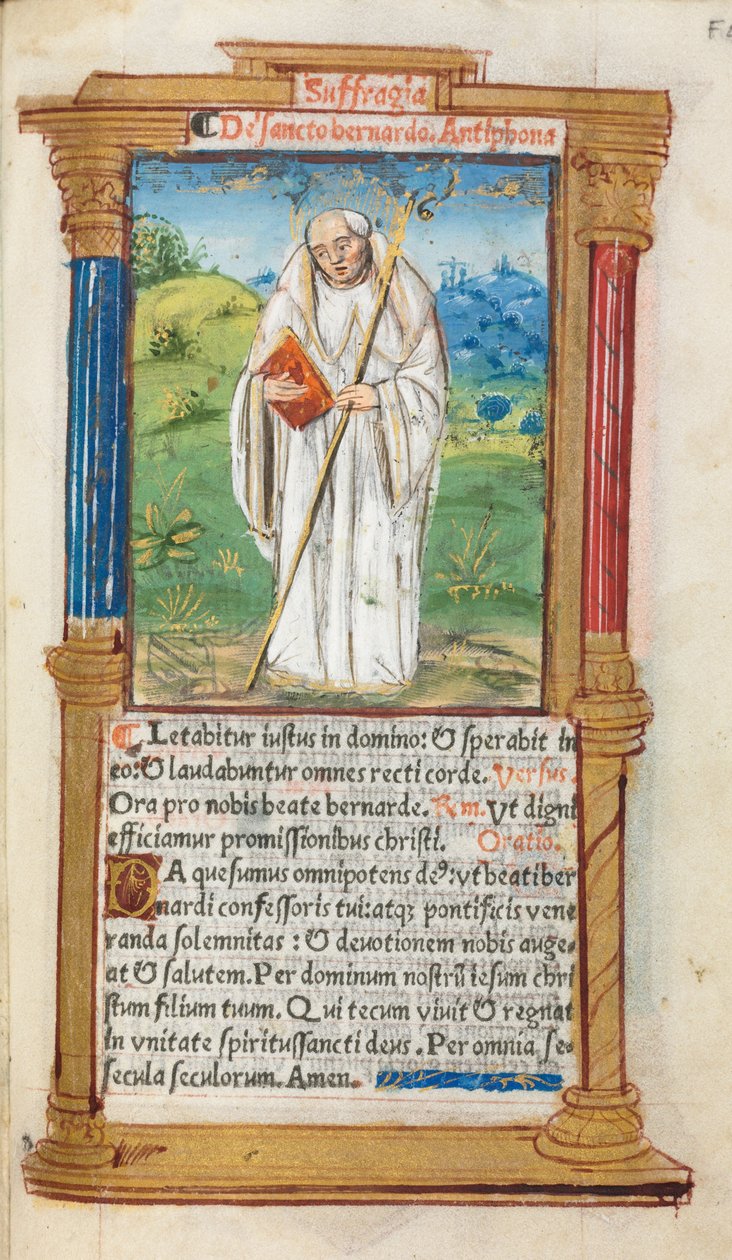 Trykt tidebog (brug af Rom): fol. 108r, Skt. Bernhard af Clairvaulx af Guillaume Le Rouge