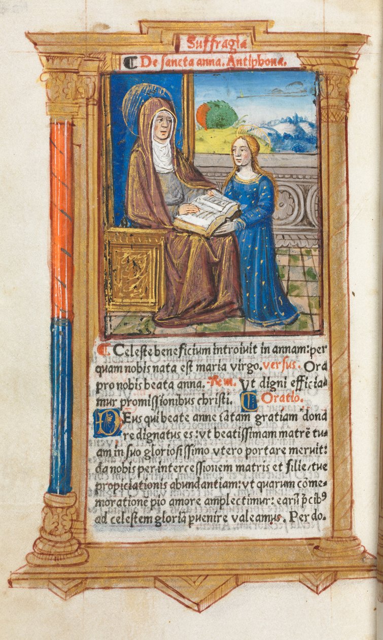 Trykt tidebog (brug af Rom): fol. 108v, Sankt Anna og Jomfru Maria af Guillaume Le Rouge