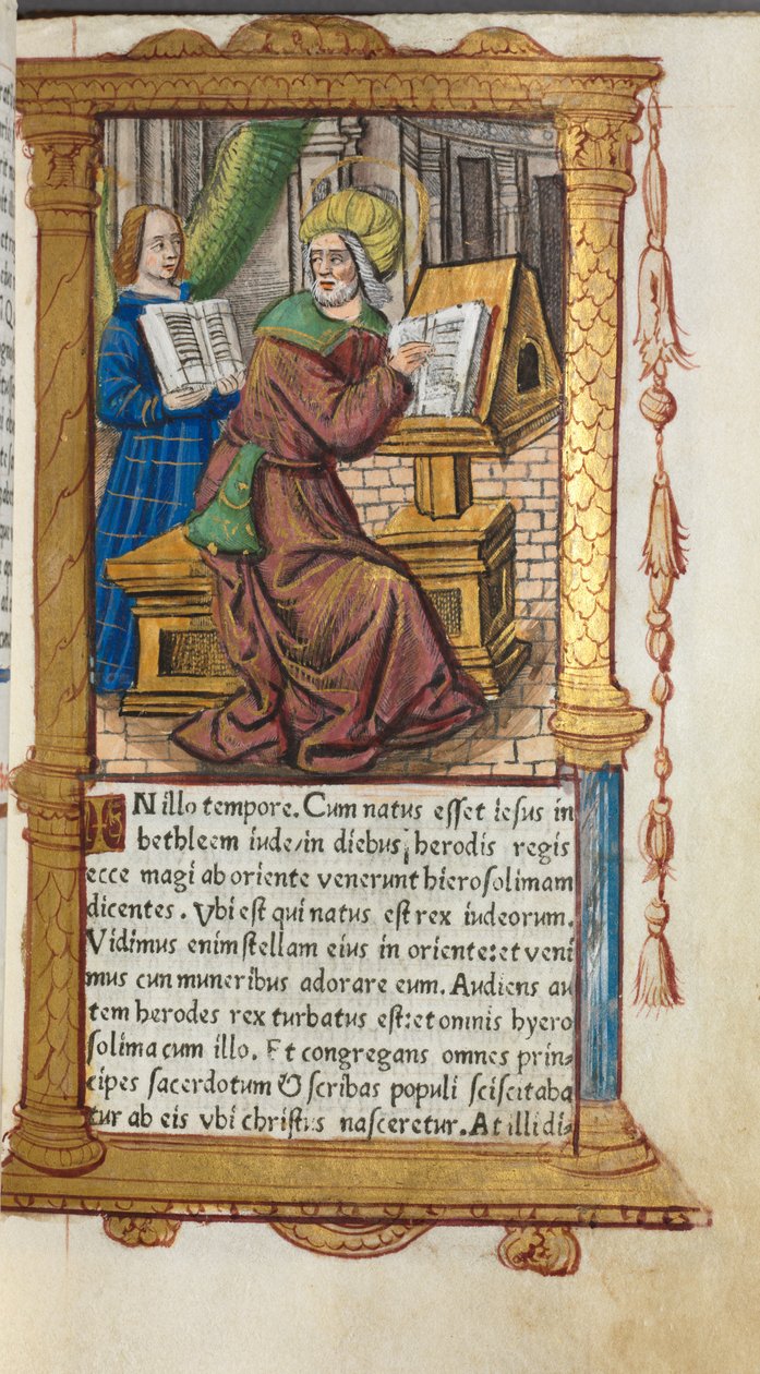 Trykt tidebog (brug af Rom): fol. 19r, Matthæus af Guillaume Le Rouge