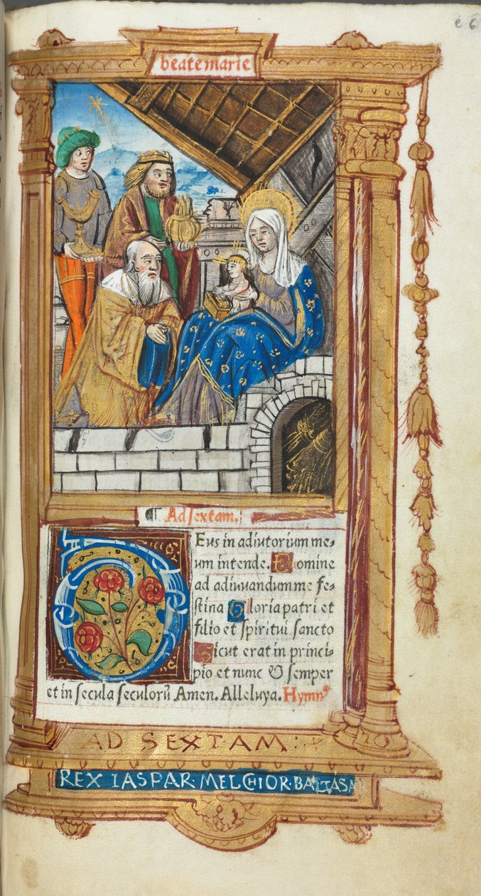 Trykt timebog (brug i Rom): fol. 38r, De vises tilbedelse af Guillaume Le Rouge