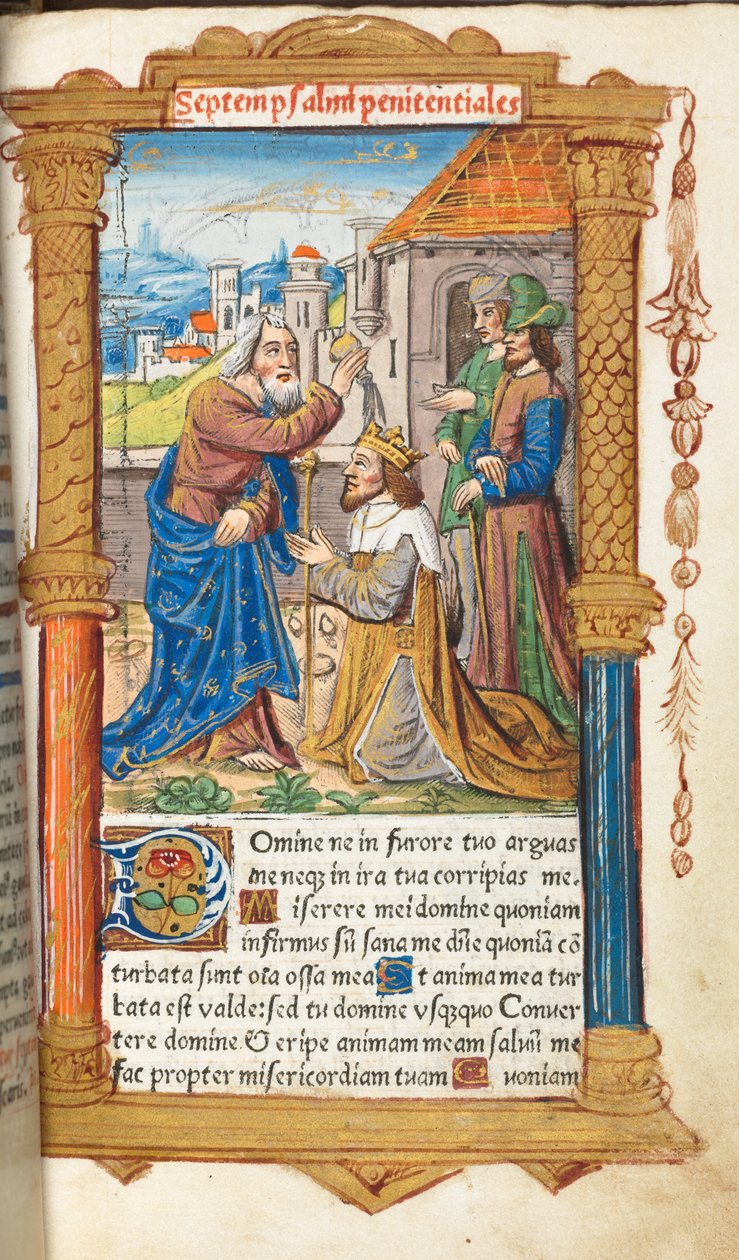 Trykt tidebog (brug af Rom): fol. 65r, David og Samuel af Guillaume Le Rouge