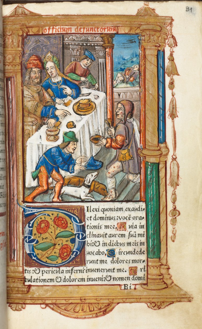 Trykt tidebog (brug i Rom): fol. 73r, Lazarus af Guillaume Le Rouge