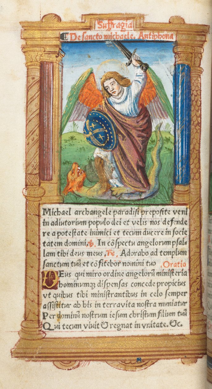 Trykt timebog (brug i Rom): fol. 97v, Ærkeenglen Michael af Guillaume Le Rouge