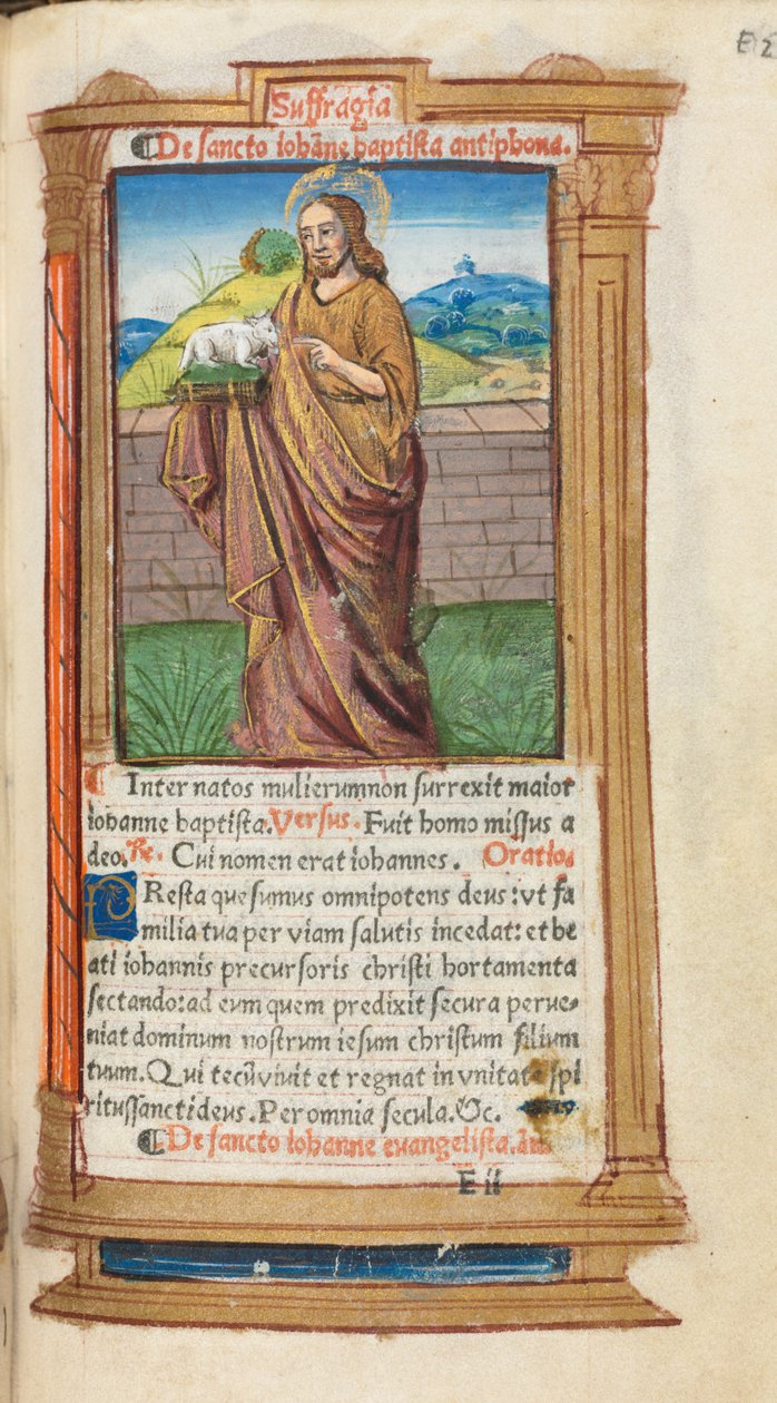 Trykt tidebog (brug af Rom): fol. 98r, Johannes Døberen af Guillaume Le Rouge