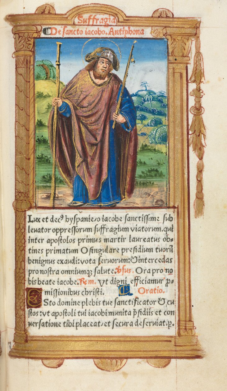 Trykt Timebog Brug af Rom: fol. 100r, St. James the Greater, 1510. af Guillaume Le Rouge