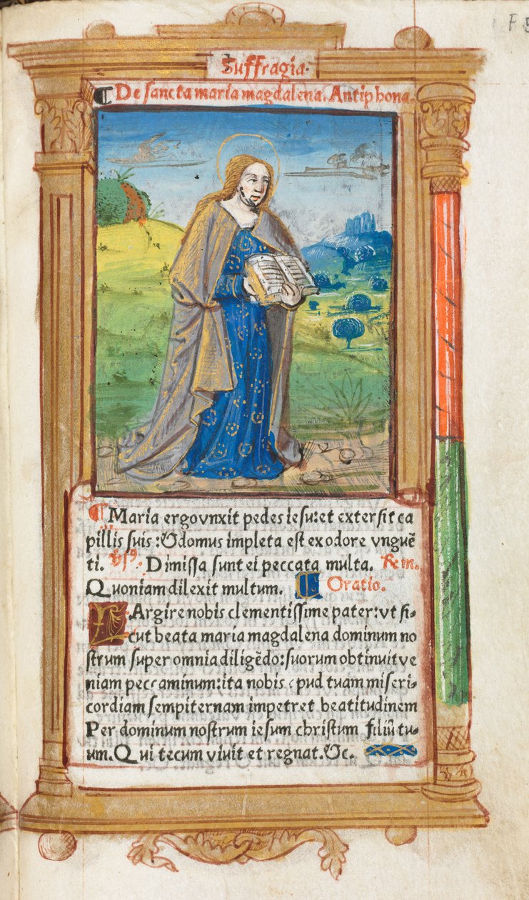 Trykt Timebog Brug af Rom: fol. 109r, Maria Magdalene, 1510. af Guillaume Le Rouge