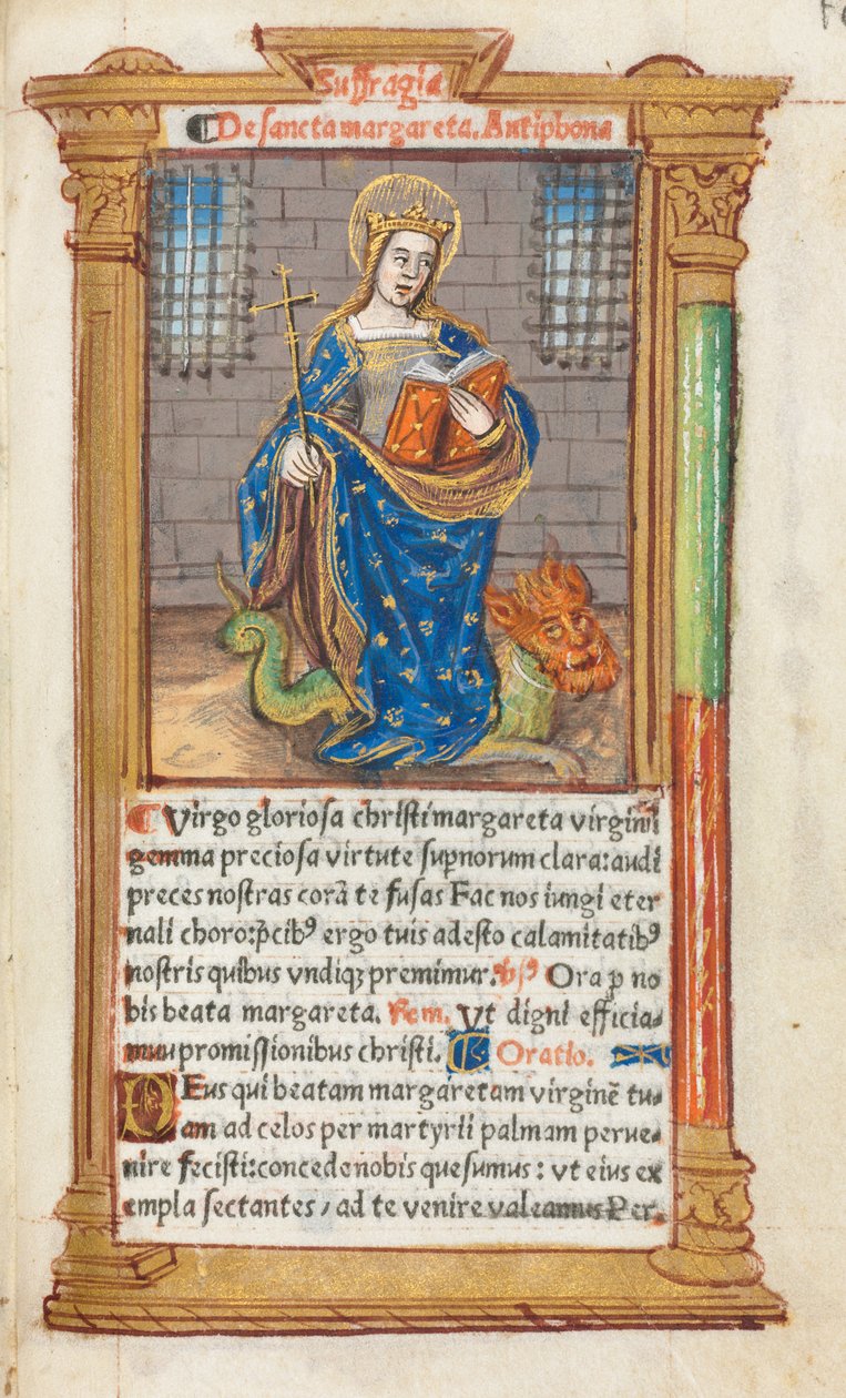 Trykt Timebog Brug af Rom: fol. 110r, St. Margaret, 1510. af Guillaume Le Rouge