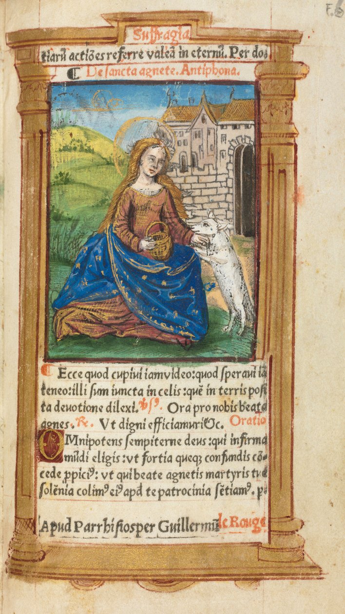 Trykt Timebog Brug af Rom: fol. 112r, St. Agnes, 1510. af Guillaume Le Rouge