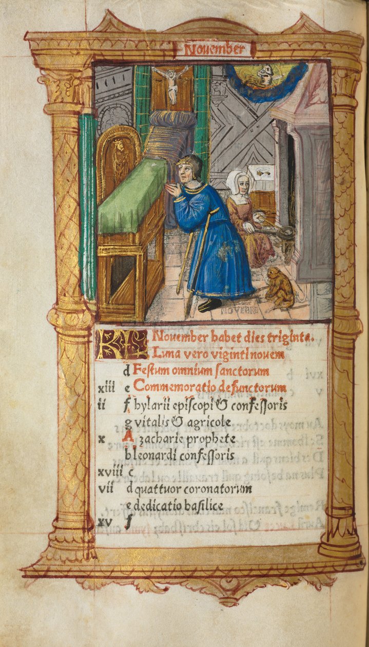 Trykt Timebog Brug af Rom: fol. 12v, november kalenderside, 1510. af Guillaume Le Rouge
