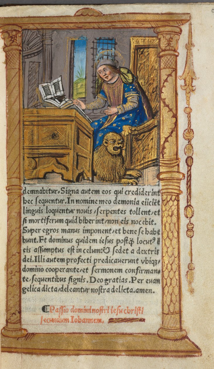 Trykt Timebog Brug af Rom: fol. 20r, St. Mark, 1510. af Guillaume Le Rouge
