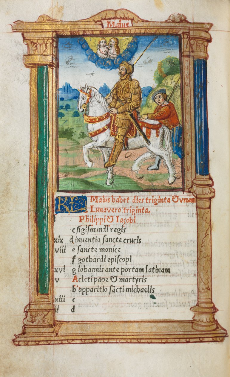 Trykt Timebog Brug af Rom: fol. 6v, maj kalenderillustration, 1510. af Guillaume Le Rouge