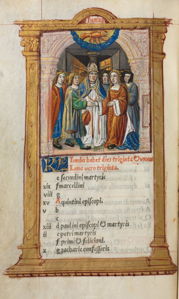Trykt Timebog Brug af Rom: fol. 7v, juni-kalenderillustration, 1510. af Guillaume Le Rouge