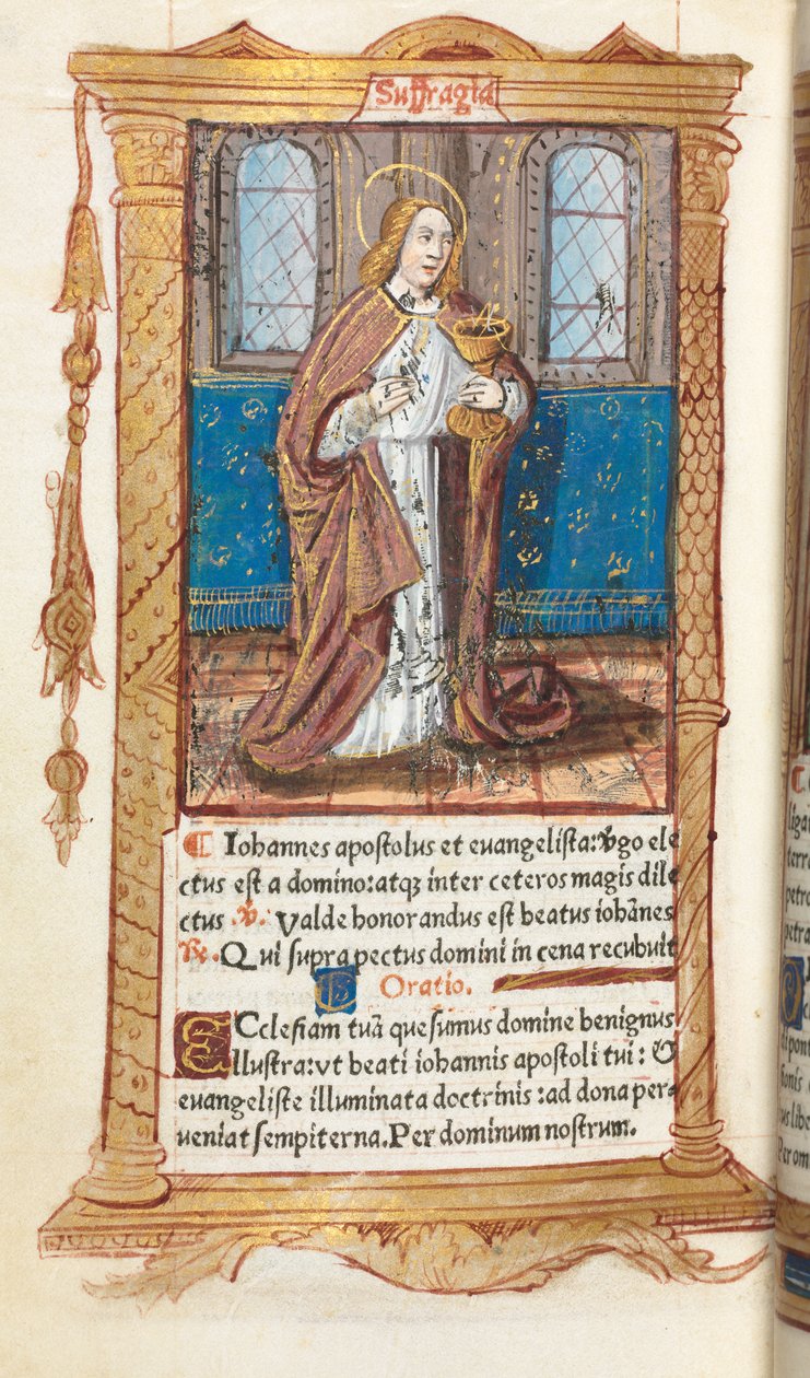 Trykt Timebog Brug af Rom: fol. 98v, Johannes Evangelisten, 1510. af Guillaume Le Rouge