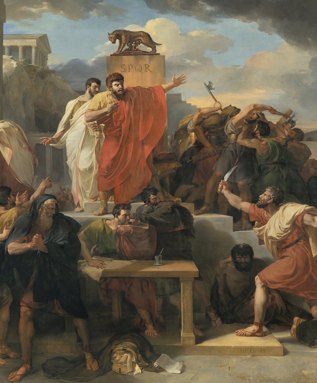 Detalje af: Virginias død af Guillaume Lethiere