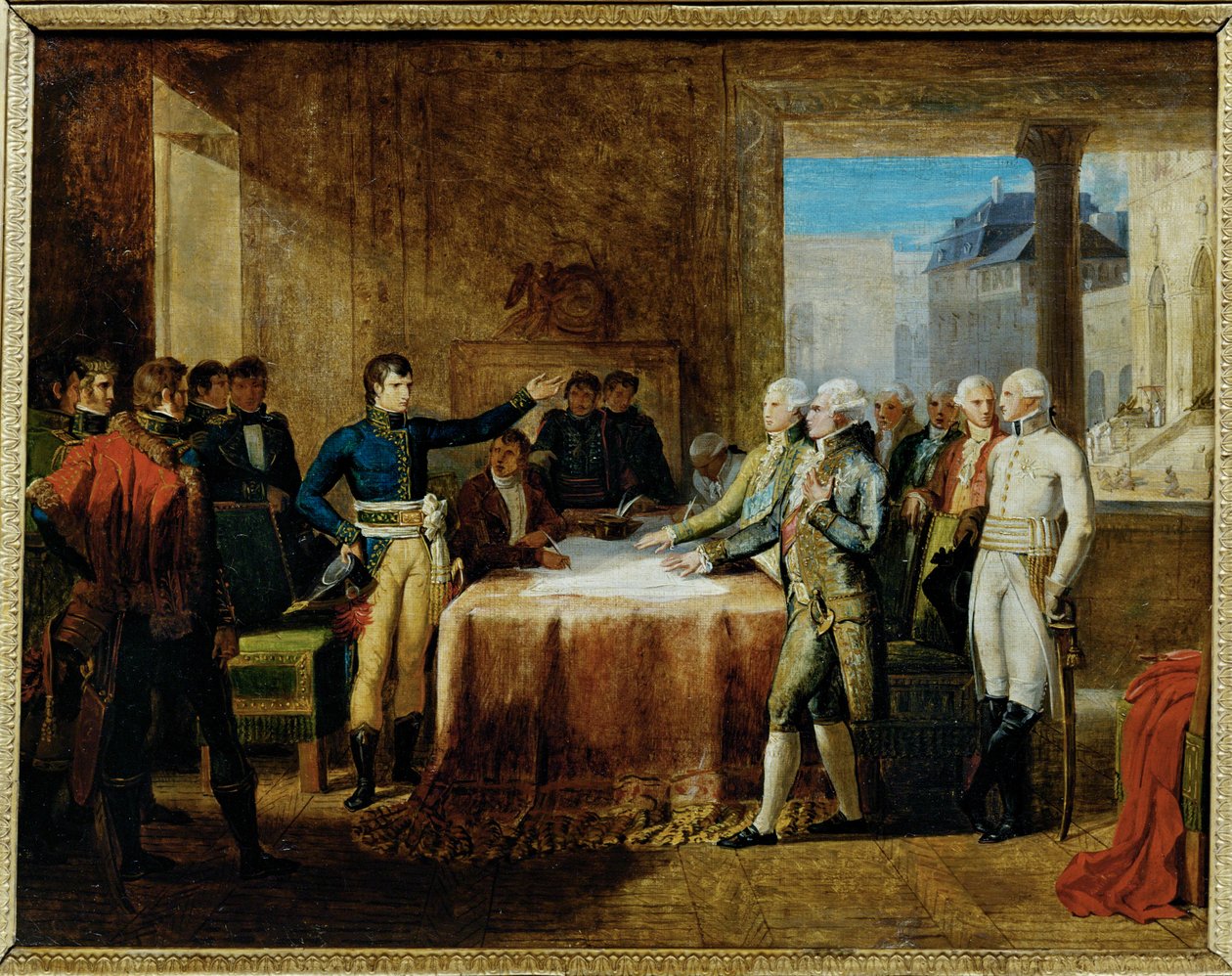 Forud for freden, der blev underskrevet i Leoben den ... (maleri på lærred) af Guillaume Lethiere
