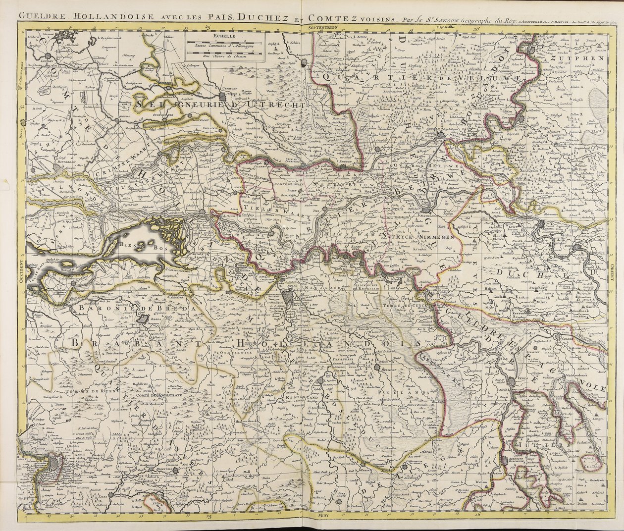 Gueldre hollandoise avec les pais, duchez et comtez voisins / par le sr. Sanson geographe du roy af Guillaume Sanson
