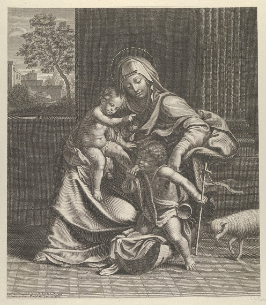 Jomfruen sad med Kristusbarnet på skødet..., ca. 1650-1704. af Guillaume Vallet