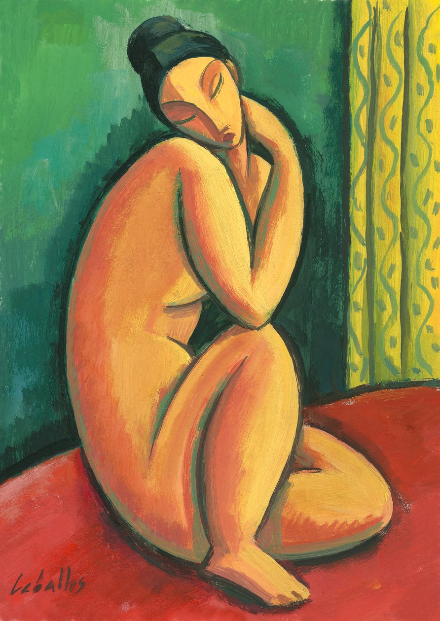 Modigliani nøgen, 2010 (gouache på papir) af Guillermo Martí Ceballos