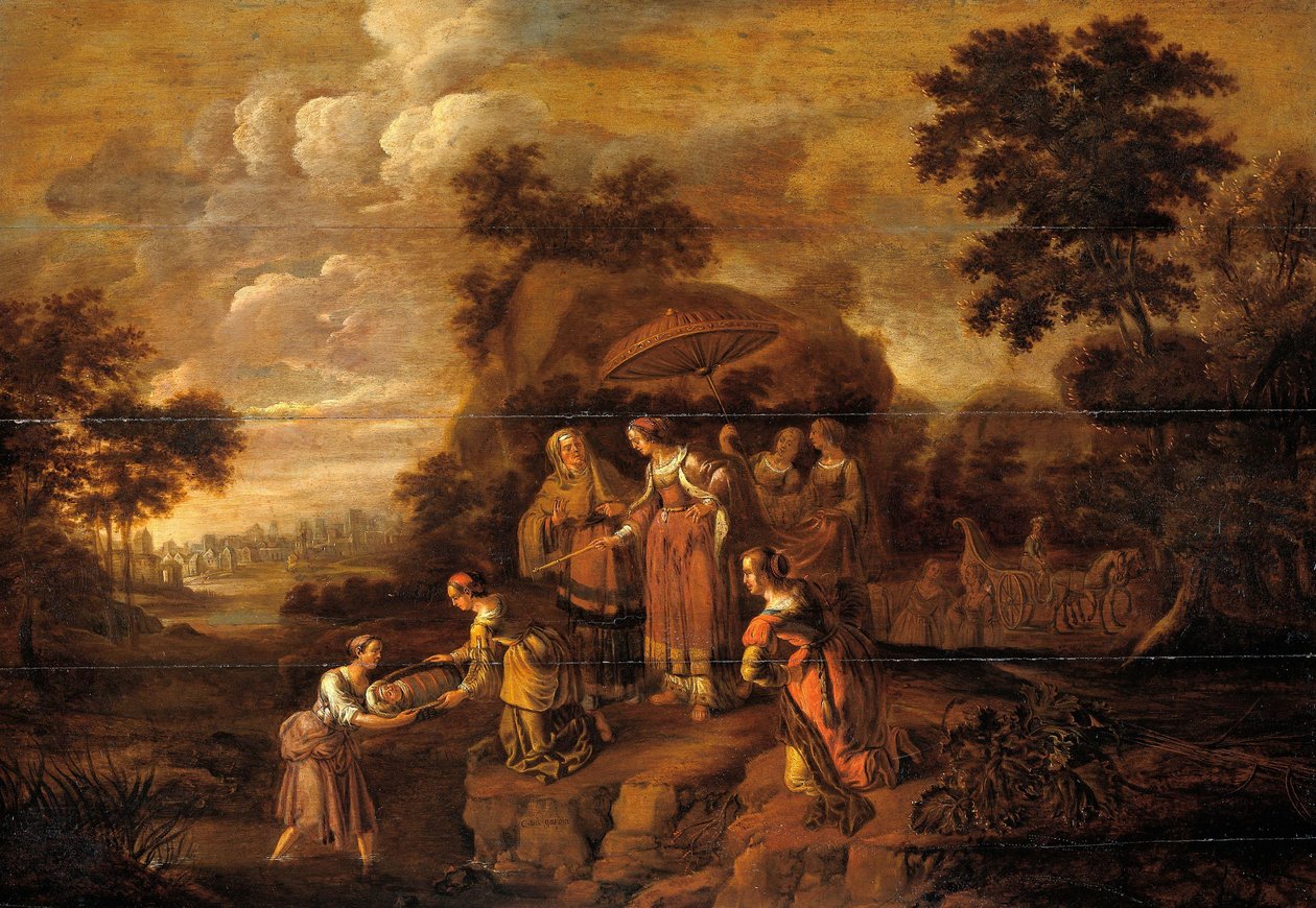Faraos Datter opdager Moses i Rush Basket af Guilliam du Gardijn