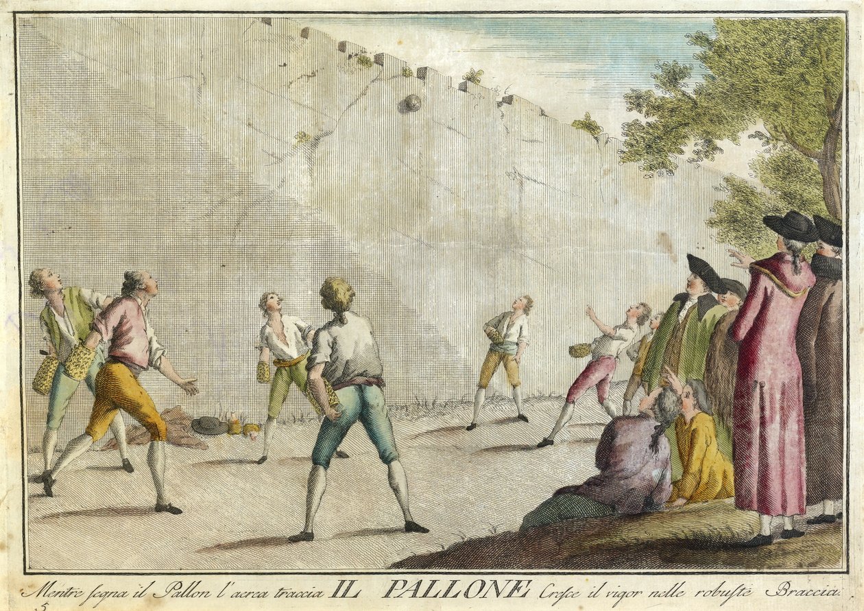 Il Pallone fra spil, middage og årlige fester, der er udklædt i Toscana og især i Firenze, pub. 1790 (håndfarvet gravering) af Guiseppe Piattoli