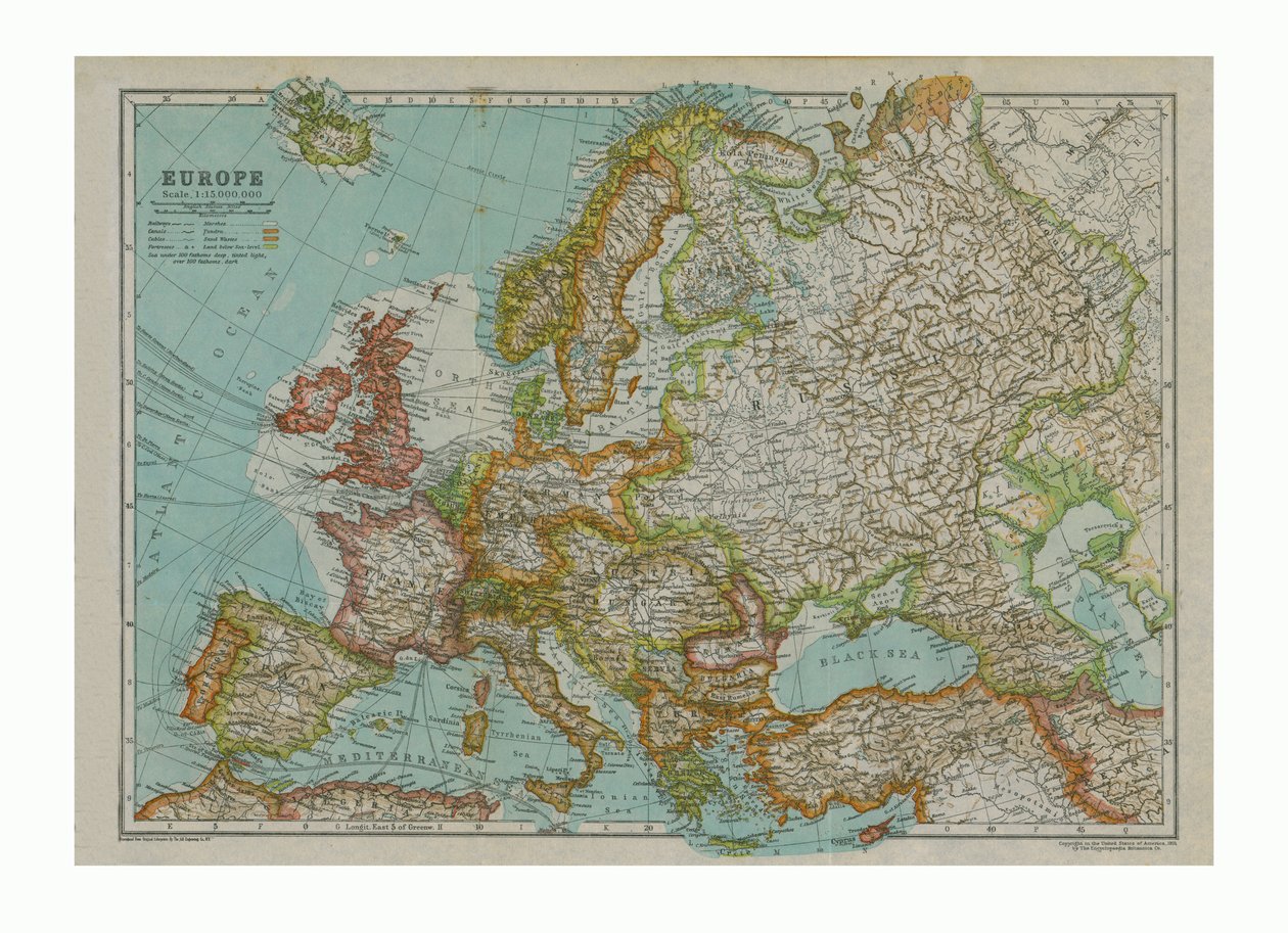 Kort over Europa, c1910 af Gull Engraving Company